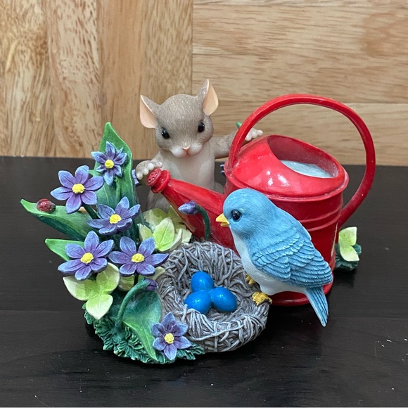 Charming Tails Fitz and Floyd Expecting A Miracle Mouse Bird Flowers Figurine - Picture 2 of 16